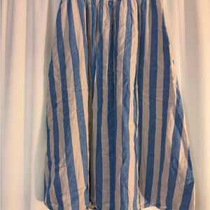 a new day Vertical Striped Midi Skirt in Blue and Cream